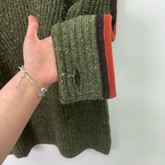 Krimson Klover Women’s Green Orange Tuxedo Stripe Alpaca Wool Blend Mock Neck Tu - Picture 7 of 10